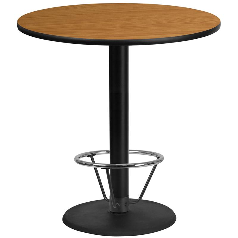 Flash Furniture 42” Round Natural Laminate Table Top with 24” Round Bar Height Table Base and Foot Ring – XU-RD-42-NATTB-TR24B-4CFR-GG Online now