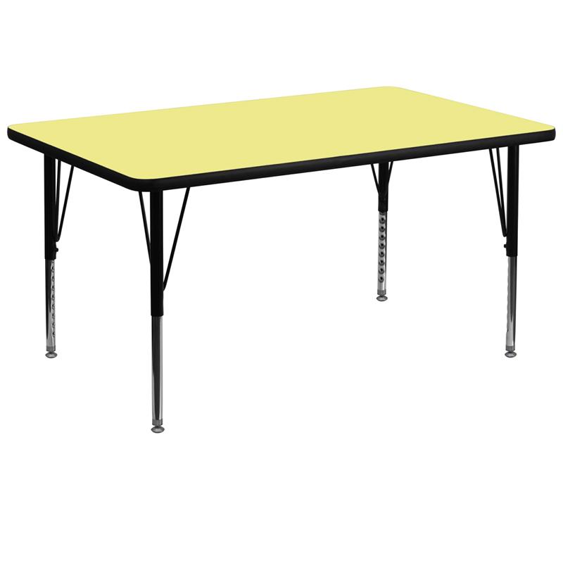 Flash Furniture 36”W x 72”L Rectangular Yellow Thermal Laminate Activity Table – Height Adjustable Short Legs – XU-A3672-REC-YEL-T-P-GG Fashion