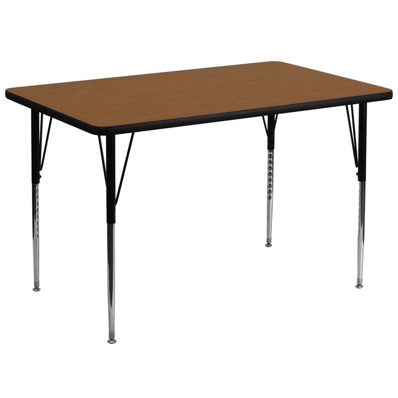 Flash Furniture 36”W x 72”L Rectangular Oak HP Laminate Activity Table – Standard Height Adjustable Legs – XU-A3672-REC-OAK-H-A-GG Discount