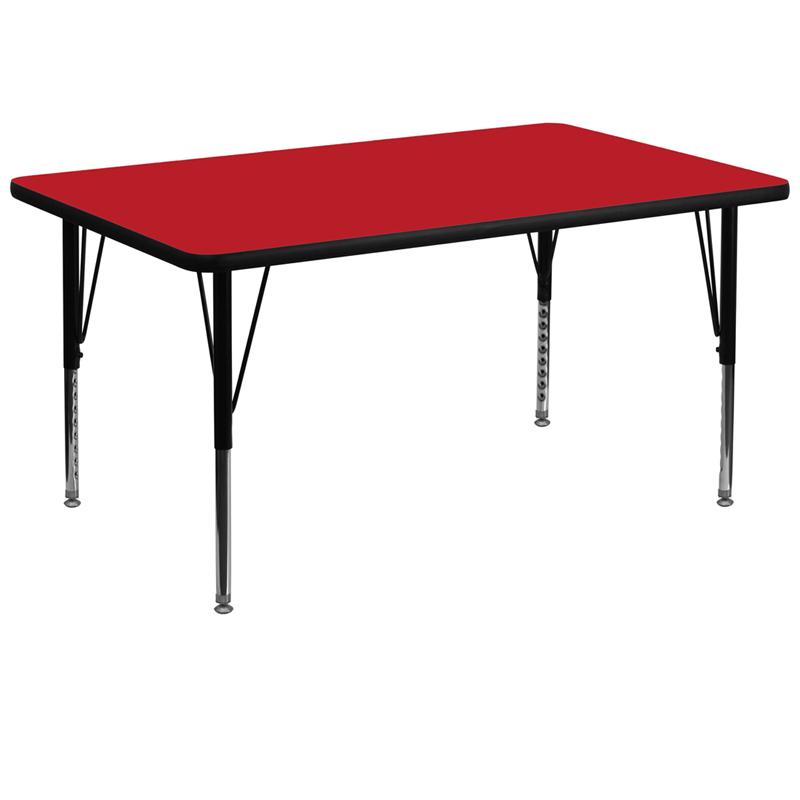 Flash Furniture 36”W x 72”L Rectangular Red HP Laminate Activity Table – Height Adjustable Short Legs – XU-A3672-REC-RED-H-P-GG Supply