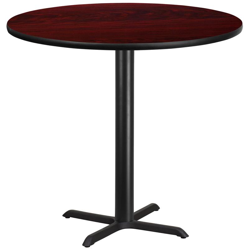Flash Furniture 42” Round Mahogany Laminate Table Top with 33” x 33” Bar Height Table Base – XU-RD-42-MAHTB-T3333B-GG Fashion