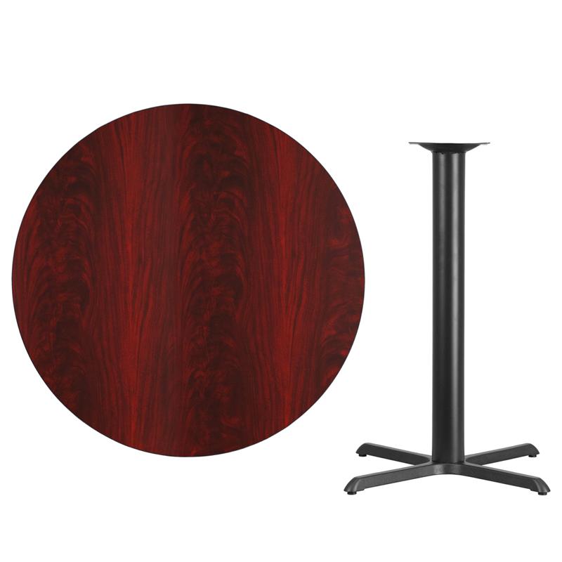 Flash Furniture 42” Round Mahogany Laminate Table Top with 33” x 33” Bar Height Table Base – XU-RD-42-MAHTB-T3333B-GG Fashion