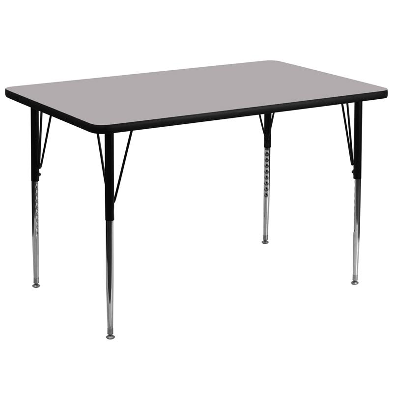 Flash Furniture 36”W x 72”L Rectangular Grey Thermal Laminate Activity Table – Standard Height Adjustable Legs – XU-A3672-REC-GY-T-A-GG Supply