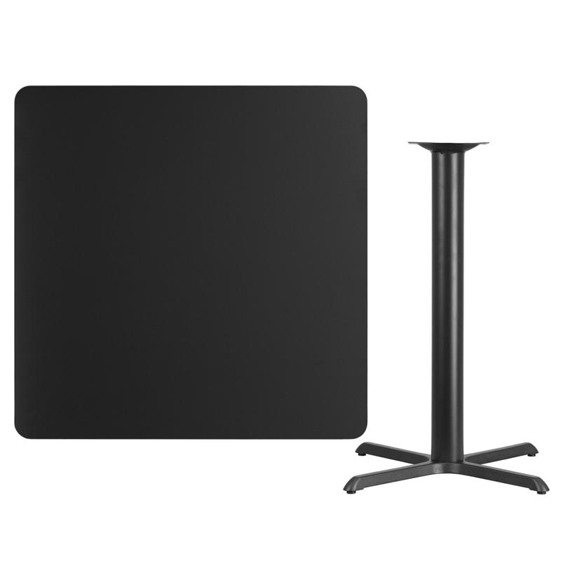 Flash Furniture 42” Square Black Laminate Table Top with 33” x 33” Bar Height Table Base – XU-BLKTB-4242-T3333B-GG Supply