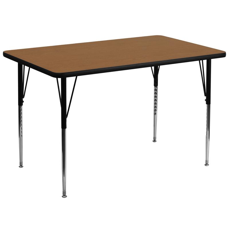 Flash Furniture 36”W x 72”L Rectangular Oak Thermal Laminate Activity Table – Standard Height Adjustable Legs – XU-A3672-REC-OAK-T-A-GG Online Sale