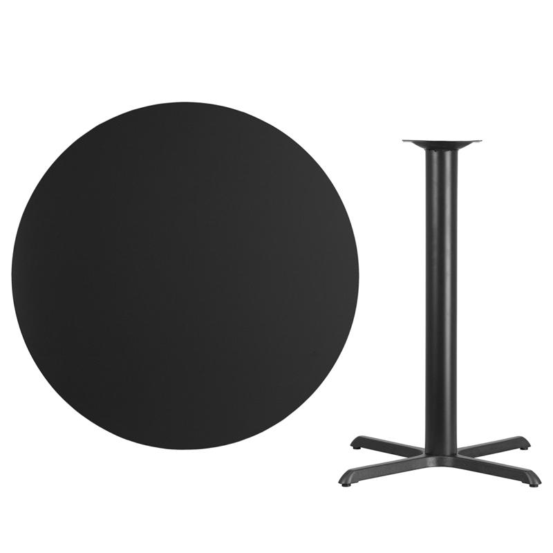 Flash Furniture 42” Round Black Laminate Table Top with 33” x 33” Bar Height Table Base – XU-RD-42-BLKTB-T3333B-GG on Sale