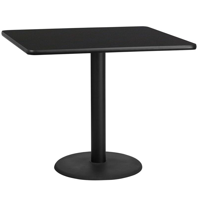 Flash Furniture 42” Square Black Laminate Table Top with 24” Round Table Height Base – XU-BLKTB-4242-TR24-GG Supply