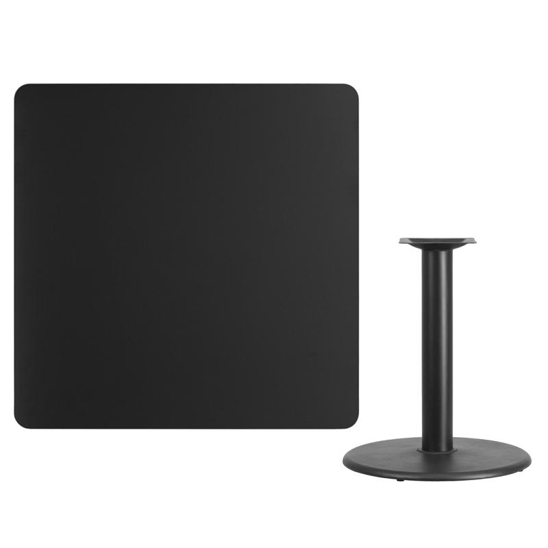 Flash Furniture 42” Square Black Laminate Table Top with 24” Round Table Height Base – XU-BLKTB-4242-TR24-GG Supply