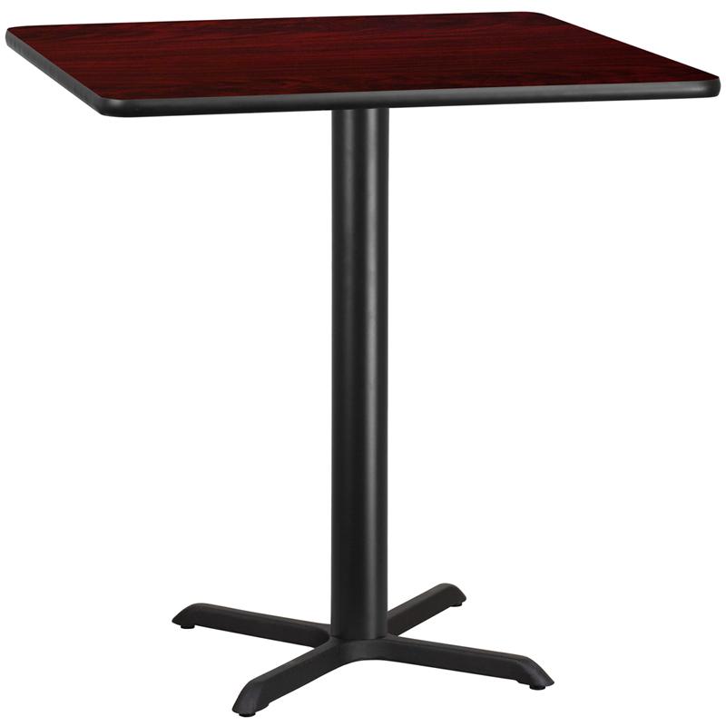 Flash Furniture 42” Square Mahogany Laminate Table Top with 33” x 33” Bar Height Table Base – XU-MAHTB-4242-T3333B-GG Online Hot Sale