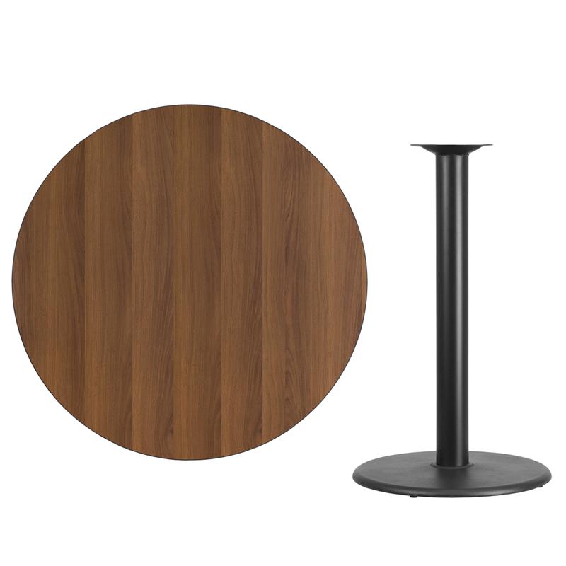 Flash Furniture 42” Round Walnut Laminate Table Top with 24” Round Bar Height Table Base – XU-RD-42-WALTB-TR24B-GG Online Sale