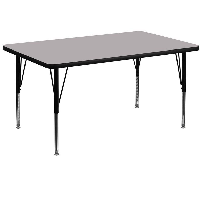 Flash Furniture 36”W x 72”L Rectangular Grey Thermal Laminate Activity Table – Height Adjustable Short Legs – XU-A3672-REC-GY-T-P-GG Sale