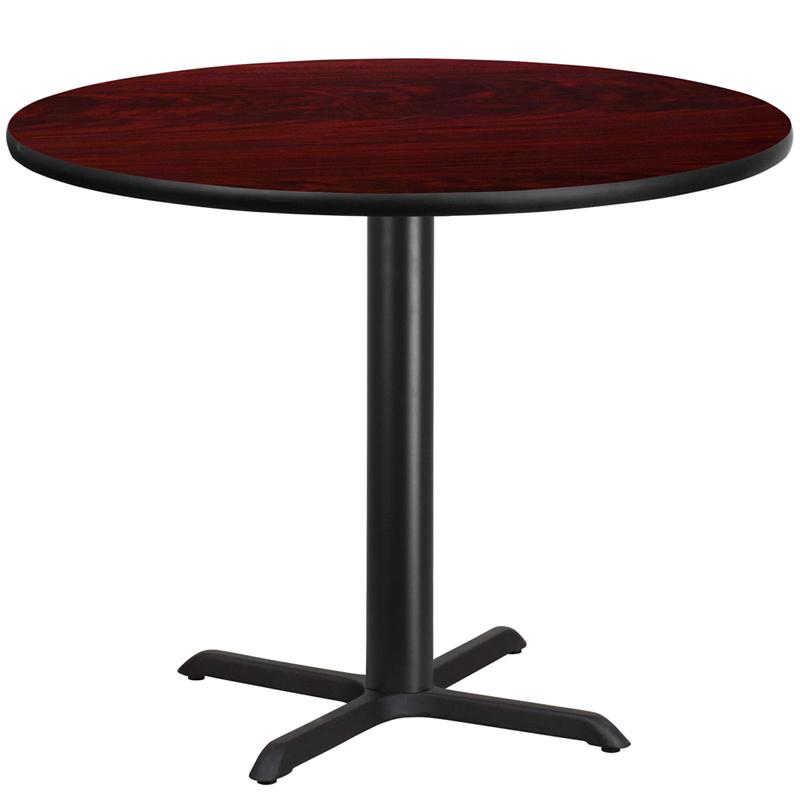 Flash Furniture 42” Round Mahogany Laminate Table Top with 33” x 33” Table Height Base – XU-RD-42-MAHTB-T3333-GG Online
