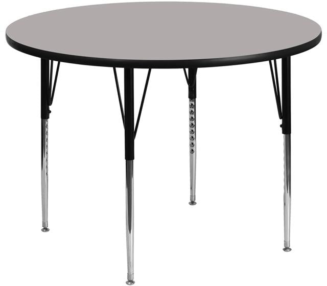 Flash Furniture 42” Round Grey HP Laminate Activity Table – Standard Height Adjustable Legs – XU-A42-RND-GY-H-A-GG on Sale