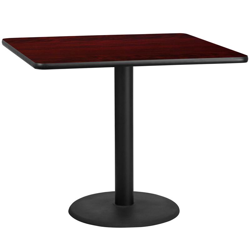 Flash Furniture 42” Square Mahogany Laminate Table Top with 24” Round Table Height Base – XU-MAHTB-4242-TR24-GG Sale