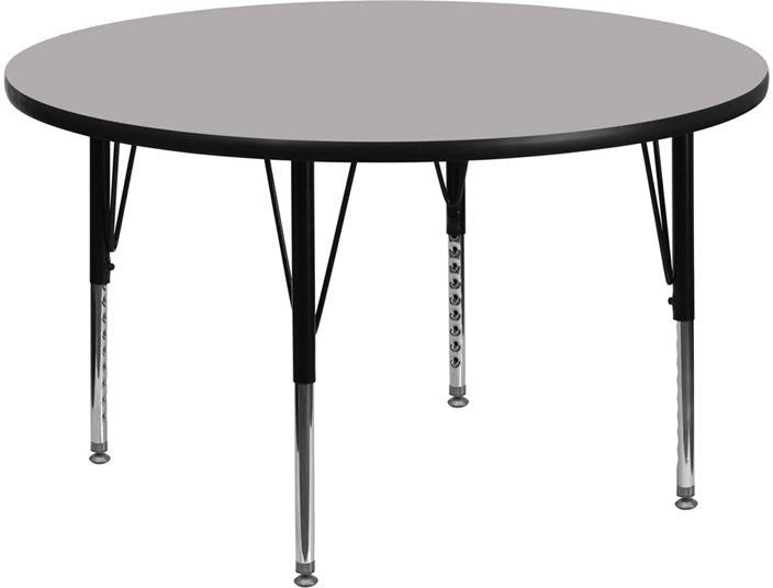 Flash Furniture 48” Round Grey Thermal Laminate Activity Table – Height Adjustable Short Legs – XU-A48-RND-GY-T-P-GG Online Sale