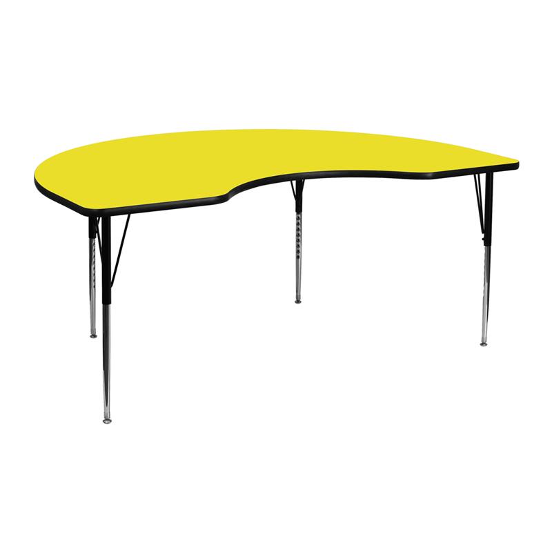 Flash Furniture 48”W x 72”L Kidney Yellow HP Laminate Activity Table – Standard Height Adjustable Legs – XU-A4872-KIDNY-YEL-H-A-GG Sale