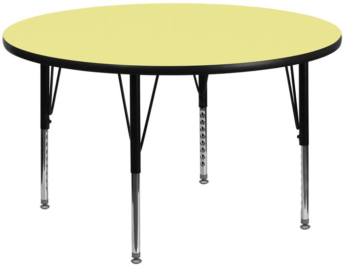 Flash Furniture 48” Round Yellow Thermal Laminate Activity Table – Height Adjustable Short Legs – XU-A48-RND-YEL-T-P-GG Online Sale