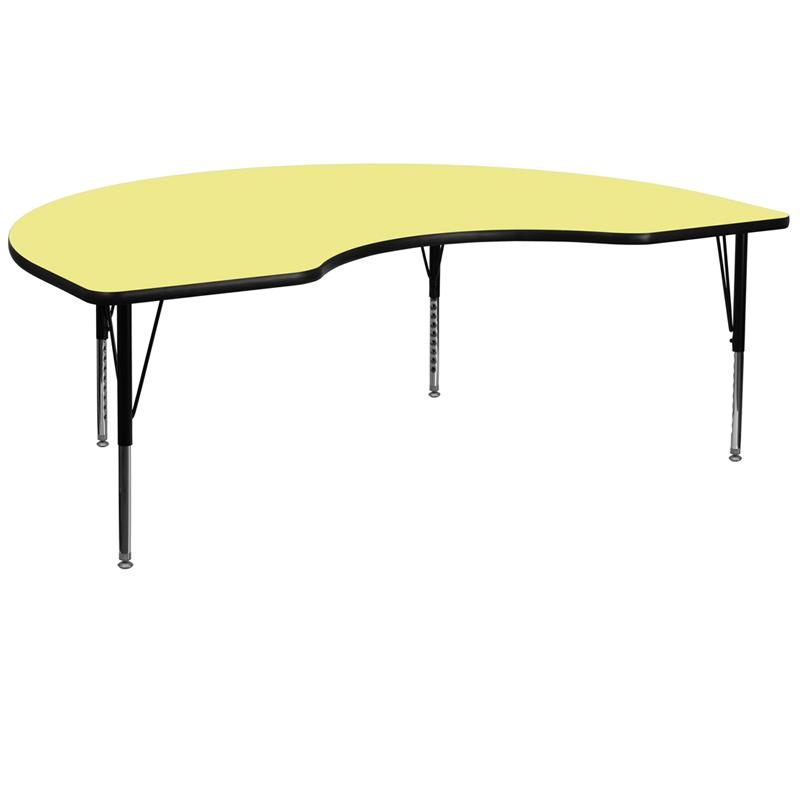 Flash Furniture 48”W x 72”L Kidney Yellow Thermal Laminate Activity Table – Height Adjustable Short Legs – XU-A4872-KIDNY-YEL-T-P-GG Discount