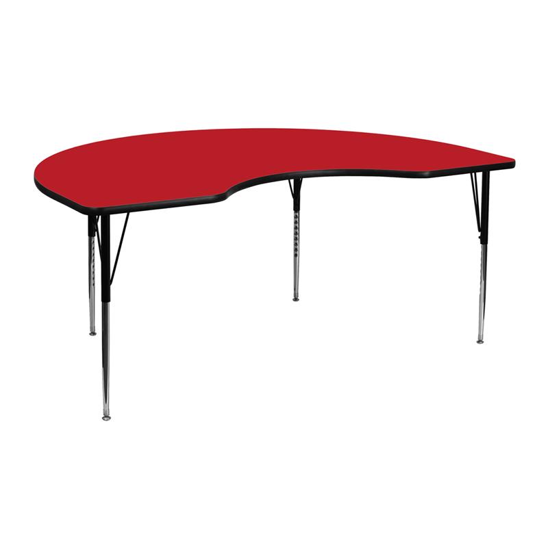 Flash Furniture 48”W x 72”L Kidney Red HP Laminate Activity Table – Standard Height Adjustable Legs – XU-A4872-KIDNY-RED-H-A-GG Online Sale