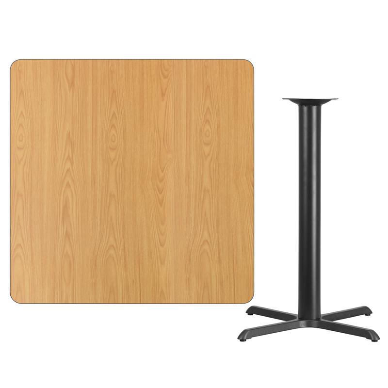Flash Furniture 42” Square Natural Laminate Table Top with 33” x 33” Bar Height Table Base – XU-NATTB-4242-T3333B-GG Online Hot Sale