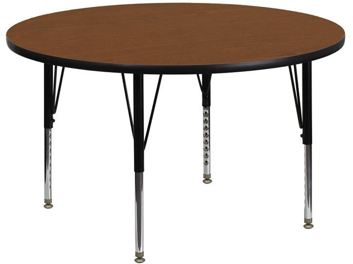 Flash Furniture 48” Round Oak HP Laminate Activity Table – Height Adjustable Short Legs – XU-A48-RND-OAK-H-P-GG Hot on Sale