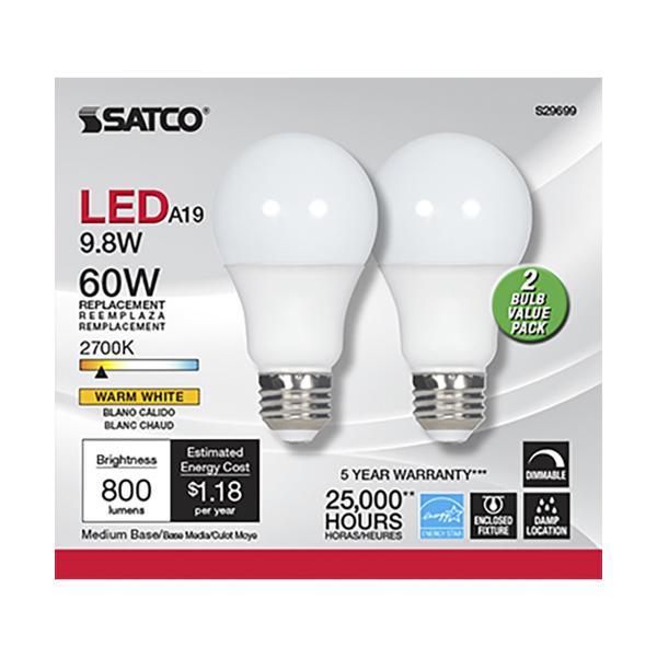 9.8A19/LED/2700K/800L/2PK Online now