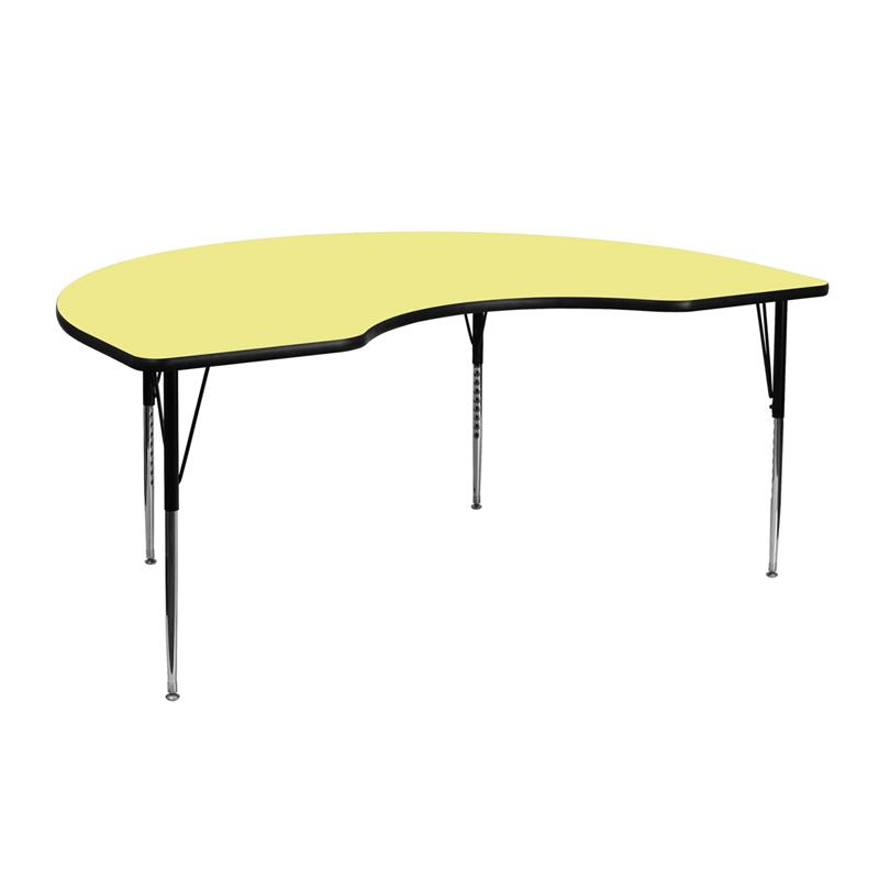Flash Furniture 48”W x 72”L Kidney Yellow Thermal Laminate Activity Table – Standard Height Adjustable Legs – XU-A4872-KIDNY-YEL-T-A-GG Discount