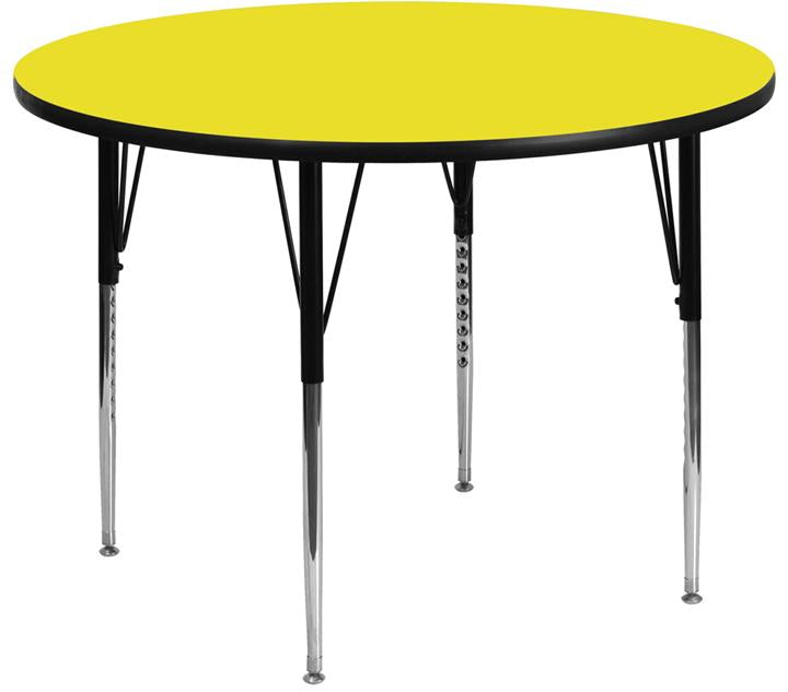 Flash Furniture 48” Round Yellow HP Laminate Activity Table – Standard Height Adjustable Legs – XU-A48-RND-YEL-H-A-GG Hot on Sale