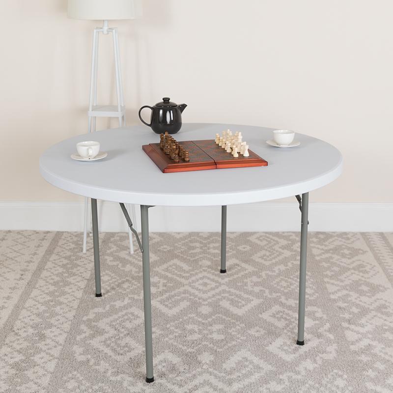 Flash Furniture 48” Round Granite White Plastic Folding Table – RB-48R-GG Supply