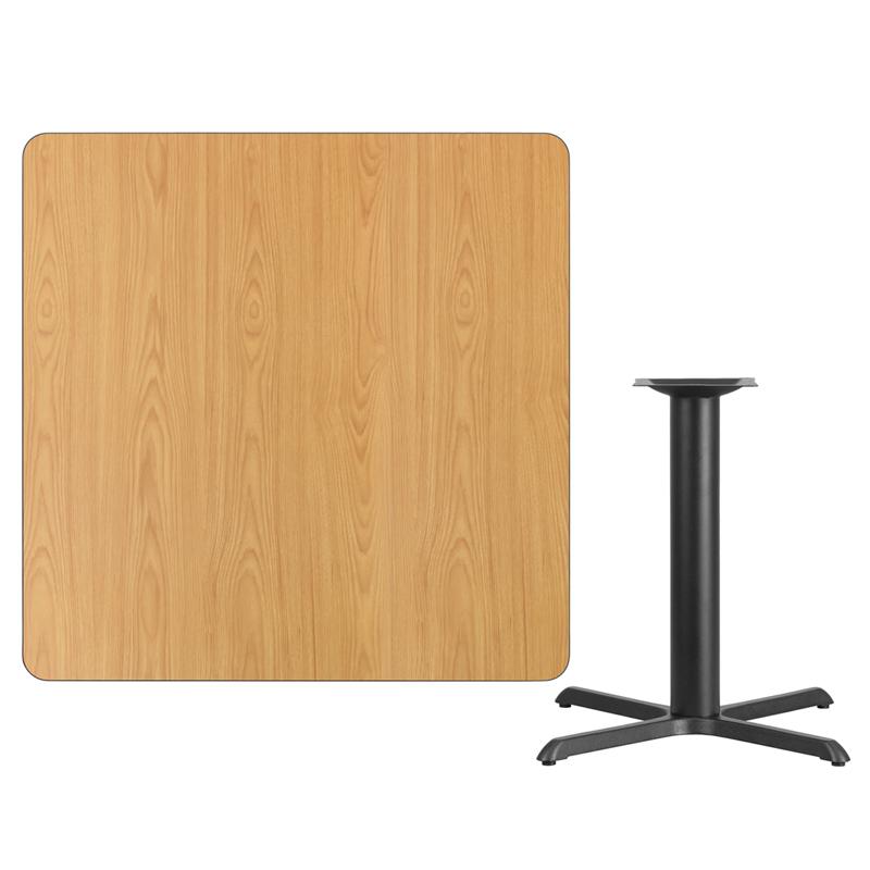 Flash Furniture 42” Square Natural Laminate Table Top with 33” x 33” Table Height Base – XU-NATTB-4242-T3333-GG Online now