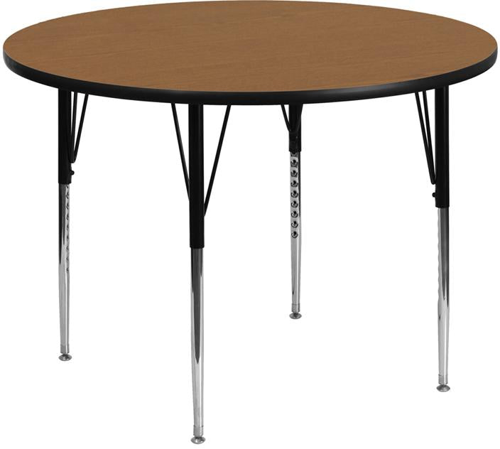 Flash Furniture 48” Round Oak Thermal Laminate Activity Table – Standard Height Adjustable Legs – XU-A48-RND-OAK-T-A-GG Hot on Sale