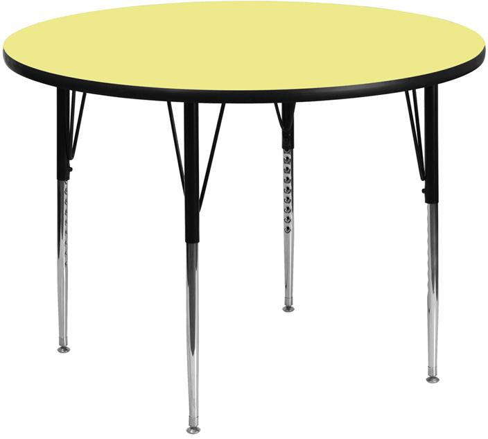 Flash Furniture 48” Round Yellow Thermal Laminate Activity Table – Standard Height Adjustable Legs – XU-A48-RND-YEL-T-A-GG Hot on Sale
