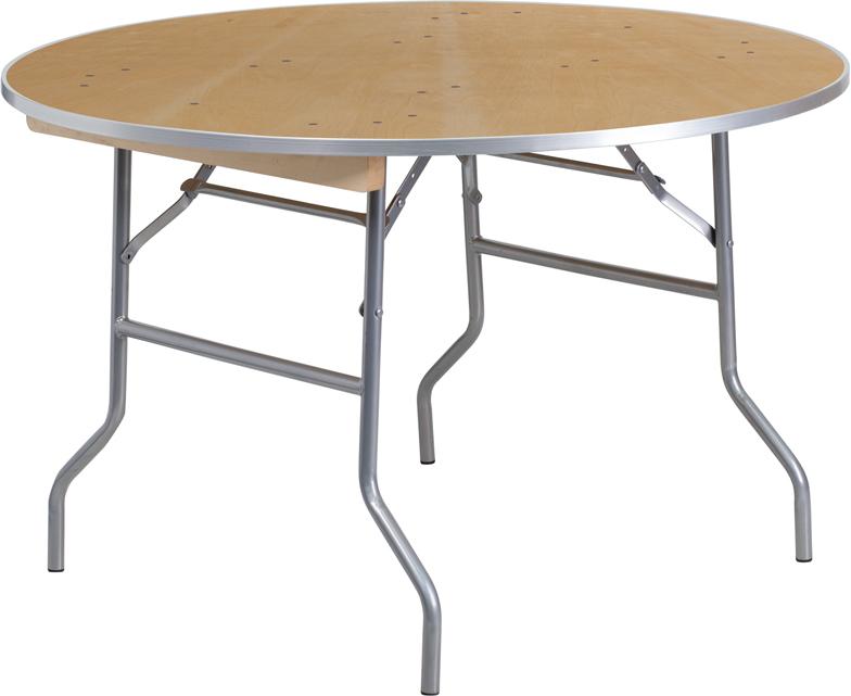 Flash Furniture 48” Round HEAVY DUTY Birchwood Folding Banquet Table with METAL Edges – XA-48-BIRCH-M-GG Fashion