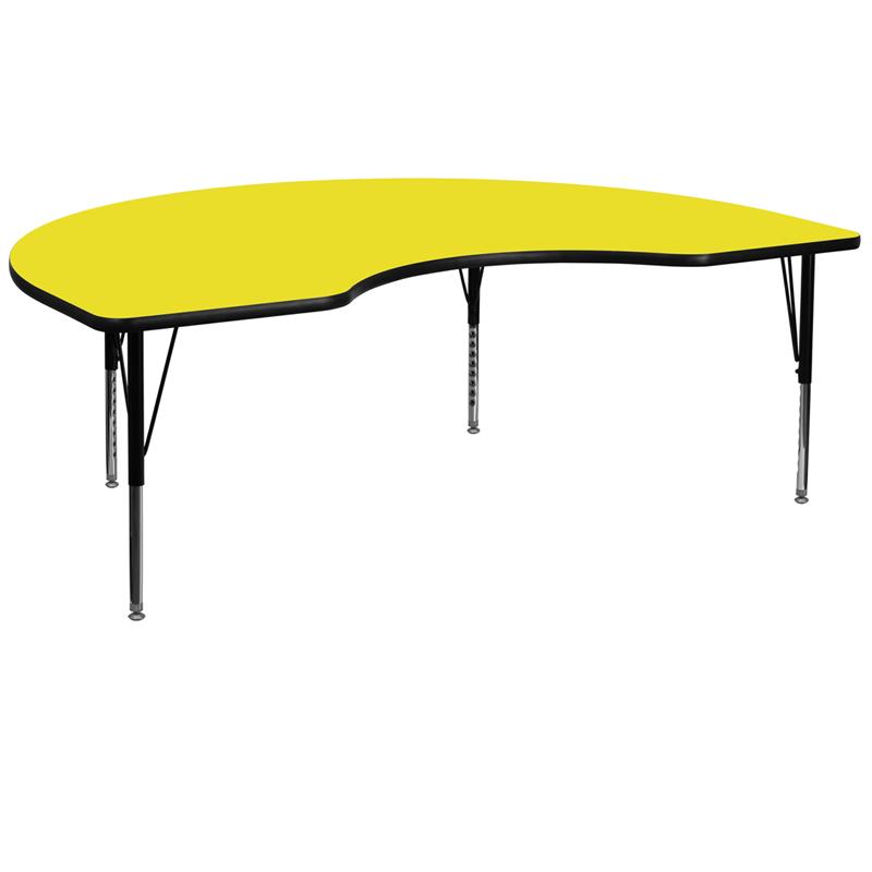 Flash Furniture 48”W x 72”L Kidney Yellow HP Laminate Activity Table – Height Adjustable Short Legs – XU-A4872-KIDNY-YEL-H-P-GG on Sale