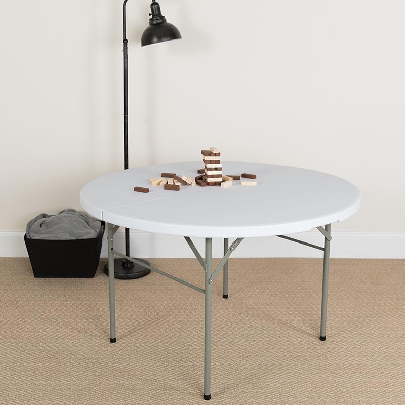 Flash Furniture 48” Round Bi-Fold Granite White Plastic Folding Table – DAD-122RZ-GG Online now