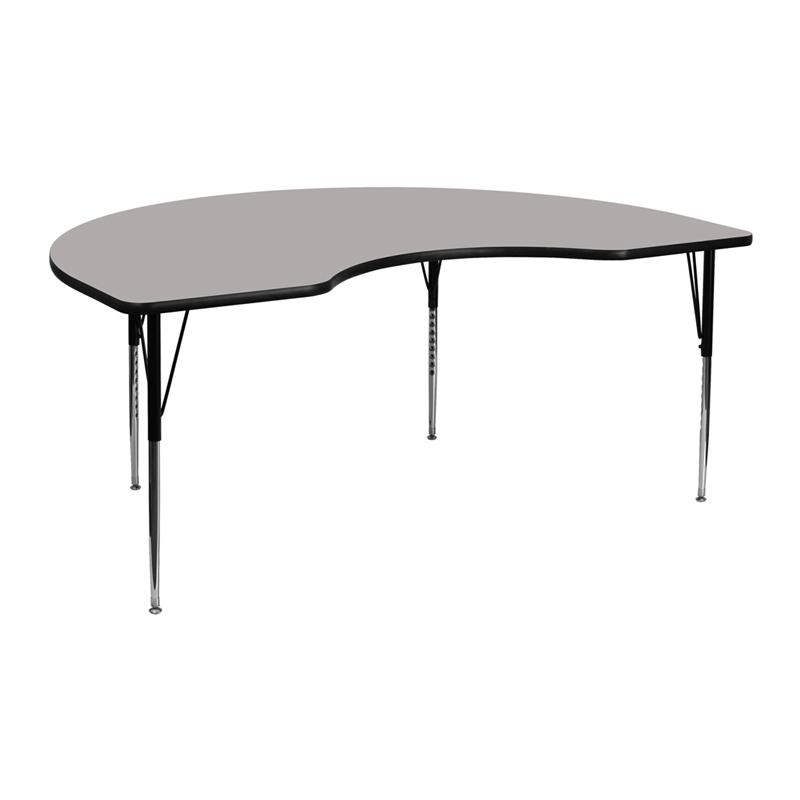 Flash Furniture 48”W x 72”L Kidney Grey HP Laminate Activity Table – Standard Height Adjustable Legs – XU-A4872-KIDNY-GY-H-A-GG Sale