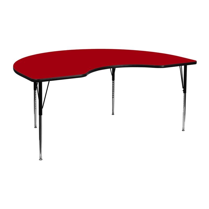 Flash Furniture 48”W x 72”L Kidney Red Thermal Laminate Activity Table – Standard Height Adjustable Legs – XU-A4872-KIDNY-RED-T-A-GG Online now