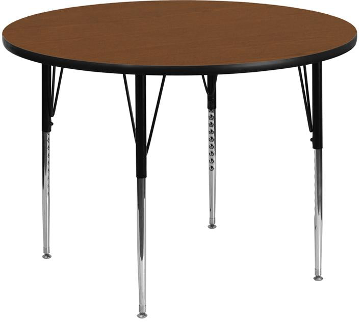 Flash Furniture 48” Round Oak HP Laminate Activity Table – Standard Height Adjustable Legs – XU-A48-RND-OAK-H-A-GG Online Hot Sale