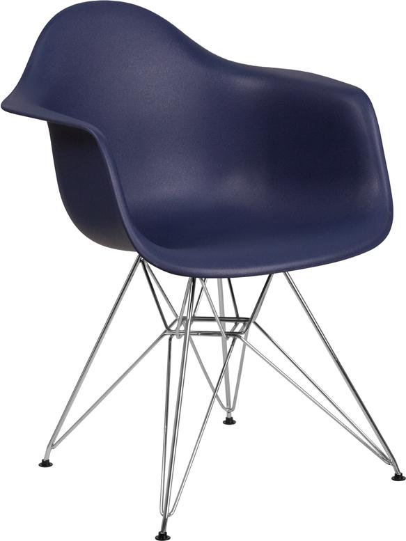 Flash Furniture Alonza Series Navy Plastic Chair with Chrome Base – FH-132-CPP1-NY-GG *DNO (Discontinued) Sale
