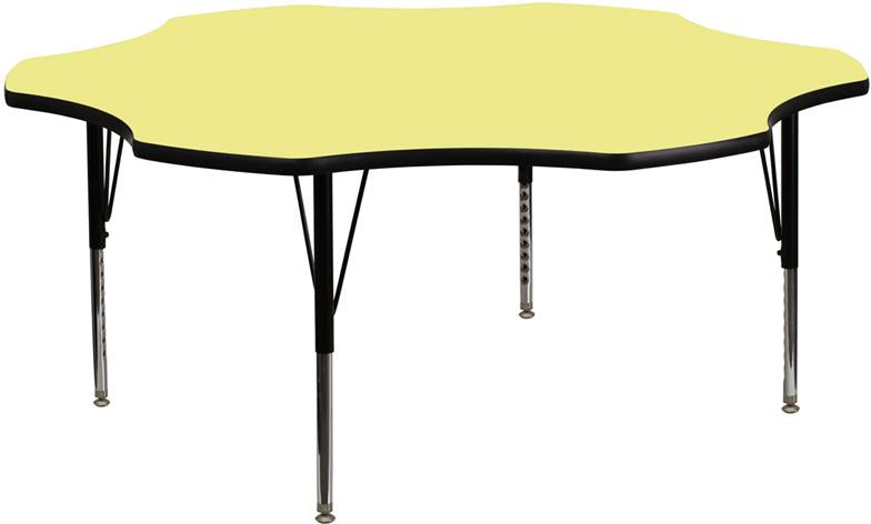 Flash Furniture 60” Flower Yellow Thermal Laminate Activity Table – Height Adjustable Short Legs – XU-A60-FLR-YEL-T-P-GG Discount