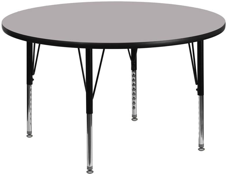 Flash Furniture 60” Round Grey Thermal Laminate Activity Table – Height Adjustable Short Legs – XU-A60-RND-GY-T-P-GG on Sale