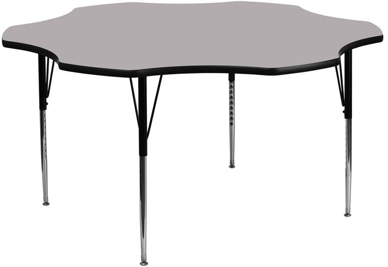Flash Furniture 60” Flower Grey Thermal Laminate Activity Table – Standard Height Adjustable Legs – XU-A60-FLR-GY-T-A-GG Hot on Sale