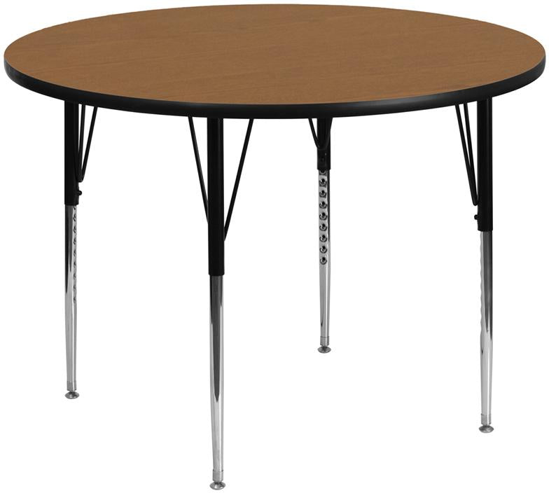 Flash Furniture 60” Round Oak Thermal Laminate Activity Table – Standard Height Adjustable Legs – XU-A60-RND-OAK-T-A-GG Hot on Sale