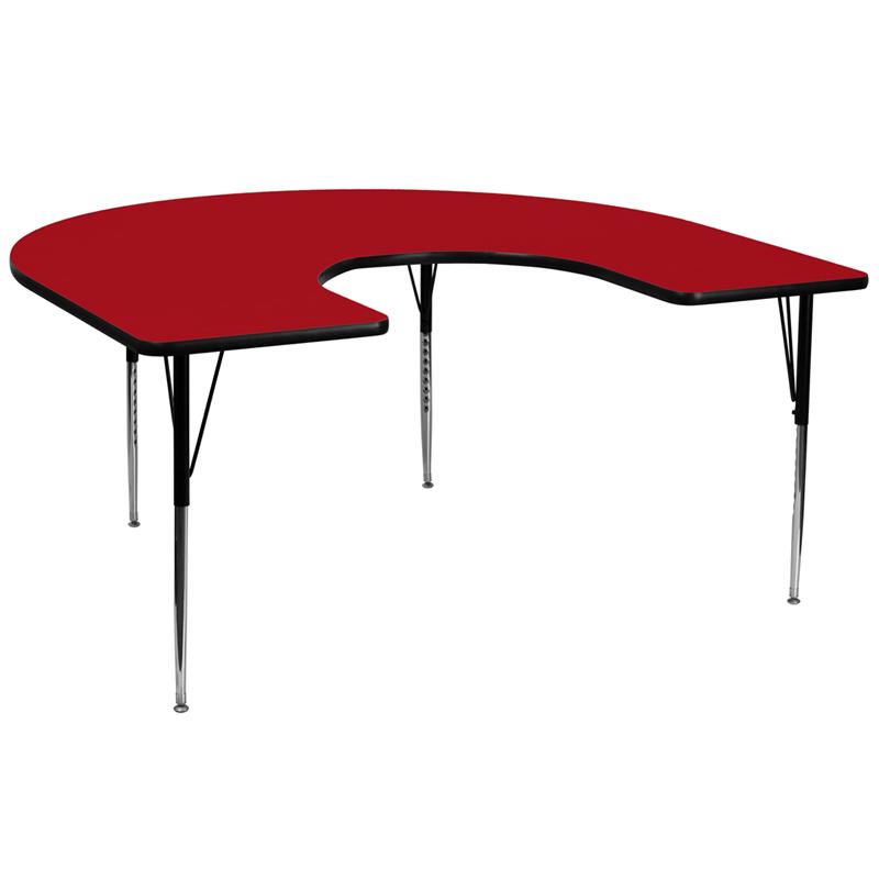 Flash Furniture 60”W x 66”L Horseshoe Red Thermal Laminate Activity Table – Standard Height Adjustable Legs – XU-A6066-HRSE-RED-T-A-GG Online now