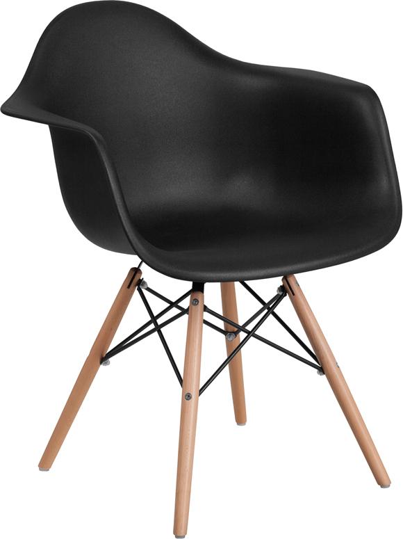 Flash Furniture Alonza Series Black Plastic Chair with Wood Base – FH-132-DPP-BK-GG Online Hot Sale