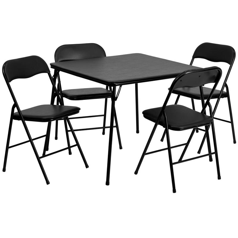 Flash Furniture 5 Piece Black Folding Card Table and Chair Set – JB-1-GG Online now