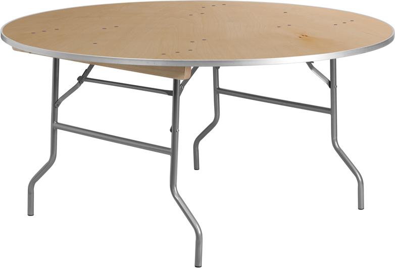 Flash Furniture 60” Round HEAVY DUTY Birchwood Folding Banquet Table with METAL Edges – XA-60-BIRCH-M-GG Hot on Sale