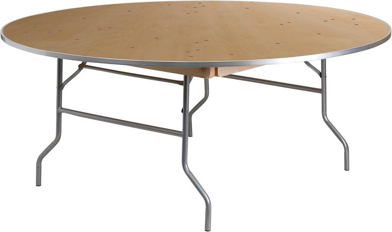 Flash Furniture 72” Round HEAVY DUTY Birchwood Folding Banquet Table with METAL Edges – XA-72-BIRCH-M-GG Discount