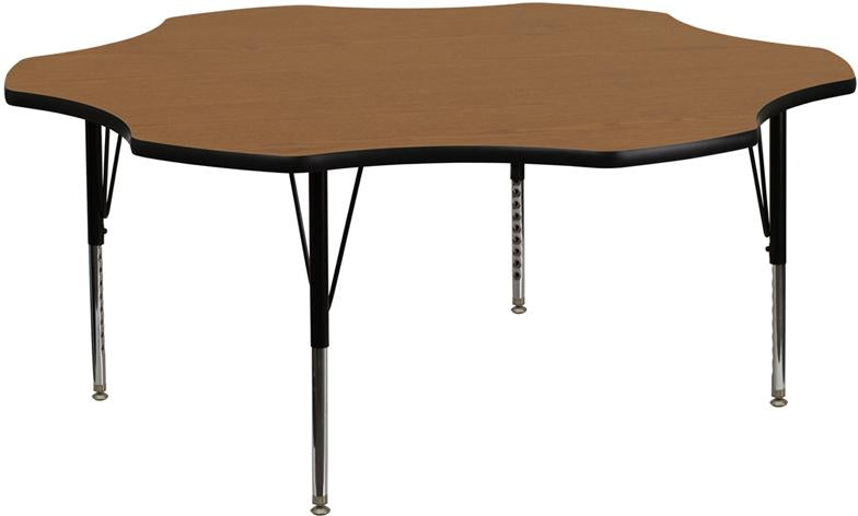 Flash Furniture 60” Flower Oak Thermal Laminate Activity Table – Height Adjustable Short Legs – XU-A60-FLR-OAK-T-P-GG Online Hot Sale