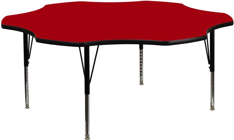 Flash Furniture 60” Flower Red Thermal Laminate Activity Table – Height Adjustable Short Legs – XU-A60-FLR-RED-T-P-GG Online Sale